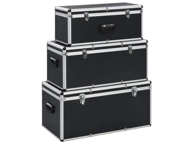  Úložné kufry 3 ks černé hliníkové