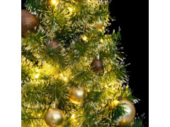 Umělý vánoční stromek se 150 LED a sadou koulí zasněžený 120 cm