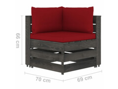 10dílná sedací souprava + podušky šedě impregnované dřevo
