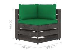 9dílná zahradní sedací souprava+podušky šedě impregnované dřevo