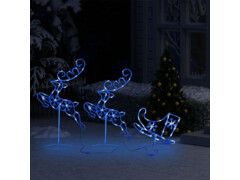 Akryloví vánoční létající sobi a sáně 260 x 21 x 87 cm modří
