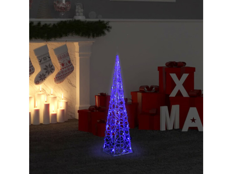 Akrylový dekorativní světelný LED kužel modrý 60 cm