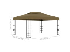 Altán se zatahovací střechou 3 x 3 m taupe 180 g/m²