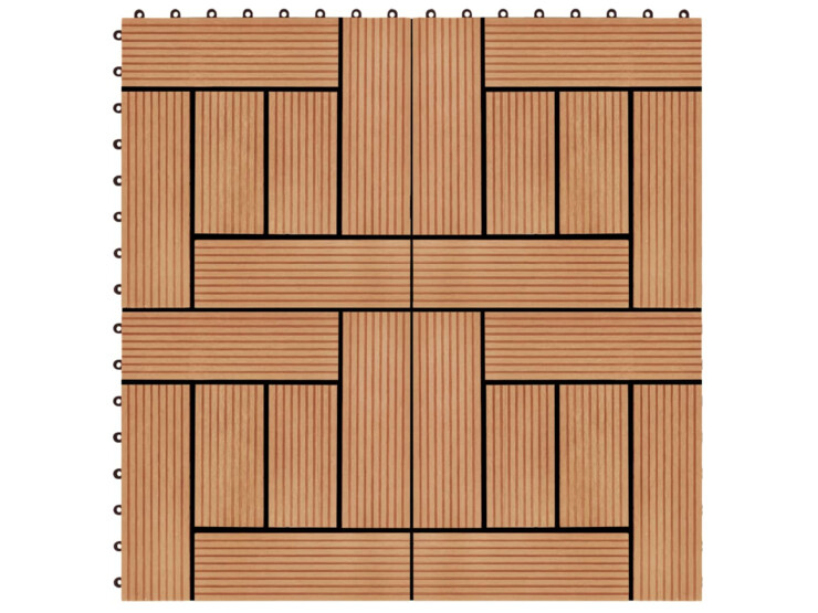 22 ks terasové dlaždice 30 x 30 cm 2 m² WPC barva teak