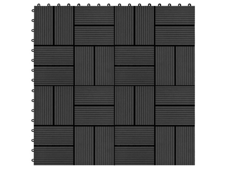 22 ks terasové dlaždice 30 x 30 cm 2 m² WPC černé