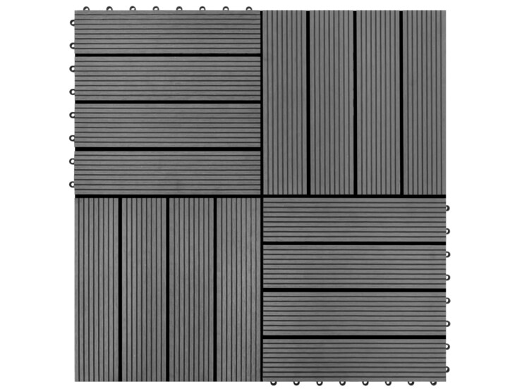 22 ks Terasové dlaždice 30 x 30 cm 2 m² WPC šedé