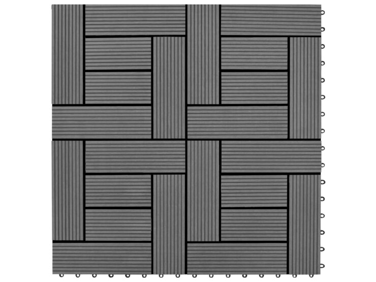 22 ks terasové dlaždice 30 x 30 cm 2 m² WPC šedé