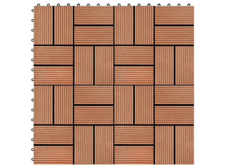 22 ks terasové dlaždice 30 x 30 cm 2 m² WPC teakový odstín