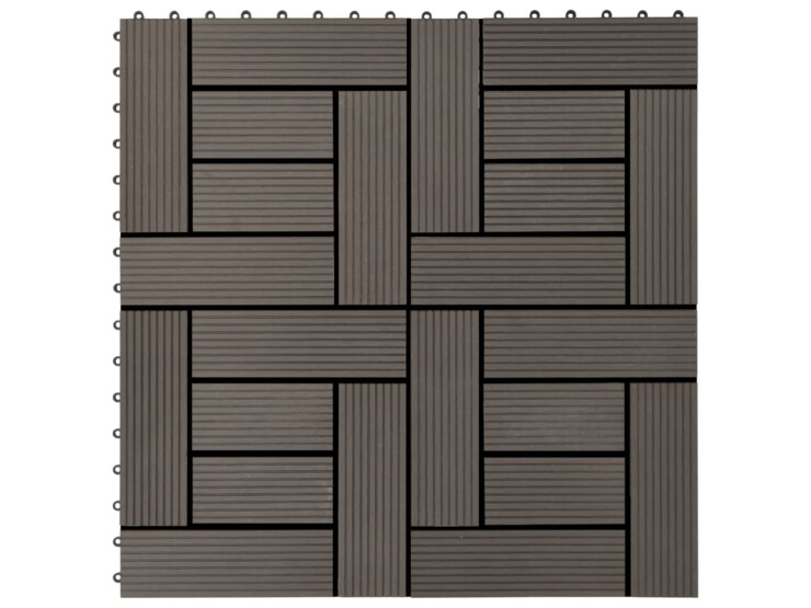 22 ks terasové dlaždice 30 x 30 cm 2 m² WPC tmavě hnědé
