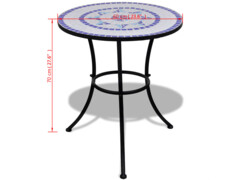 Bistro stolek modrý a bílý 60 cm mozaika