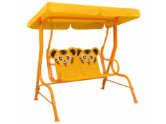 Dětská houpací lavice žlutá 115 x 75 x 110 cm textil