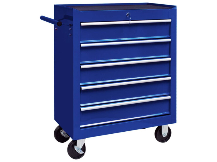 Dílenský vozík na nářadí s 5 zásuvkami ocelový modrý