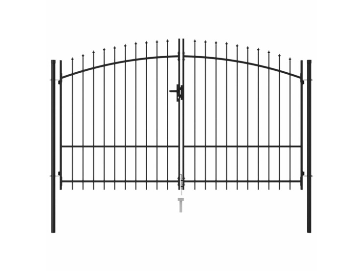 Dvoukřídlá zahradní brána s hroty ocelová 3 x 2 m černá