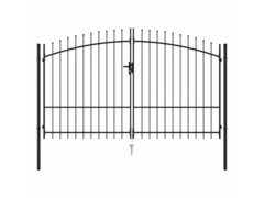 Dvoukřídlá zahradní brána s hroty ocelová 3 x 2 m černá