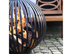 Esschert Design Koš na oheň kulovitý pruhy černý uhlíková ocel FF400