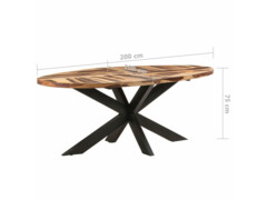 Jídelní stůl oválný 200 x 100 x 75 cm akácie sheeshamový povrch