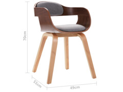 Jídelní židle světle šedá ohýbané dřevo a textil