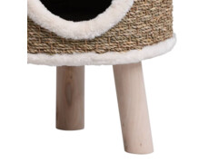 Kočičí domeček s dřevěnými nohami 41 cm mořská tráva