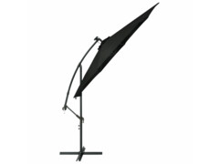 Konzolový slunečník s LED světly ocelová tyč 300 cm černý