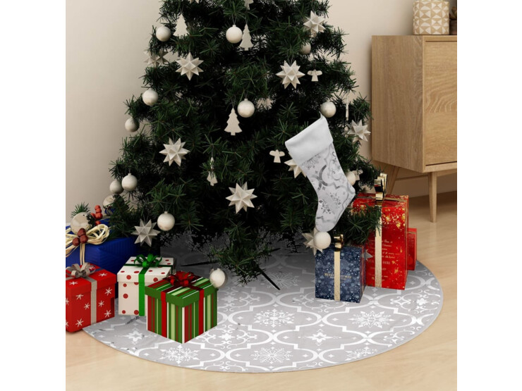 Luxusní podložka pod vánoční stromek s punčochou bílá 90 cm