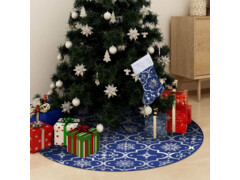 Luxusní podložka pod vánoční stromek s punčochou modrá 150 cm