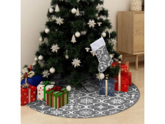 Luxusní podložka pod vánoční stromek s punčochou šedá 122 cm
