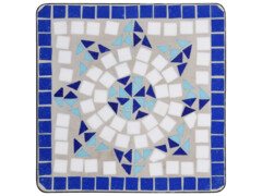Mozaikový odkládací stolek modrobílý keramika
