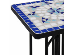 Mozaikový odkládací stolek modrobílý keramika