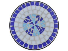 Mozaikový odkládací stolek na květiny bílý a modrý
