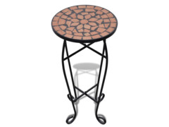 Mozaikový stolek na květiny - průměr 30 cm - terakota