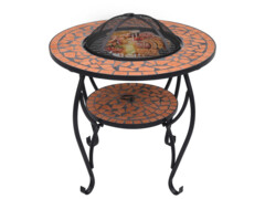 Mozaikový stolek s ohništěm terakotový 68 cm keramika