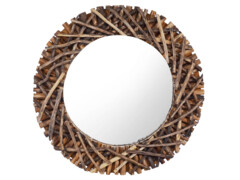Nástěnné zrcadlo 60 cm teak kulaté