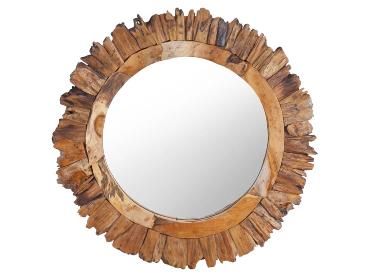 Nástěnné zrcadlo 60 cm teak kulaté