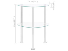 2patrový odkládací stůl průhledný 38 x 38 x 50 cm tvrzené sklo