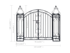 Okrasná zahradní brána tepané železo 122 x 20,5 x 100 cm