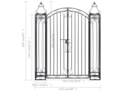 Okrasná zahradní brána tepané železo 122 x 20,5 x 160 cm