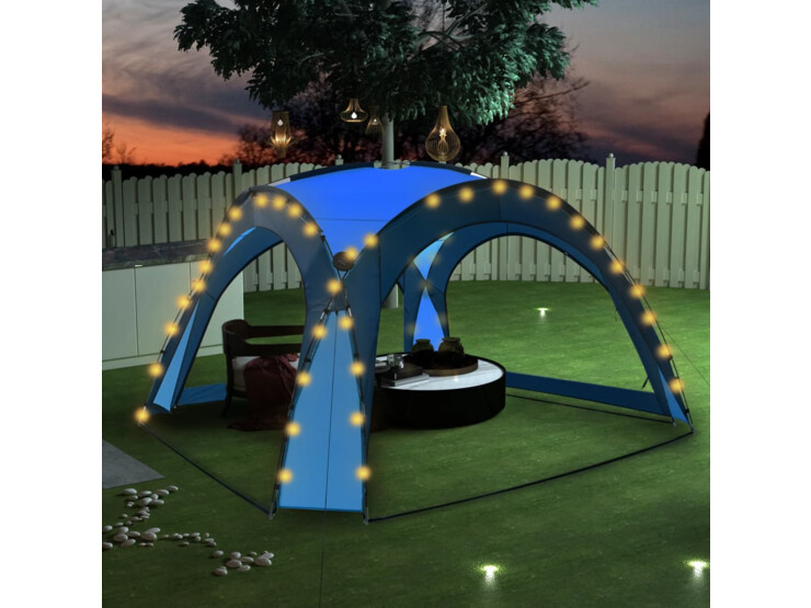 Party stan s LED světly 4 boční stěny 3,6 x 3,6 x 2,3 m modrý