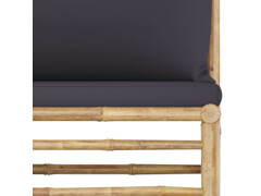 3dílná zahradní sedací souprava s tmavě šedými poduškami bambus