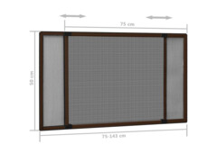 Posuvná okenní síť proti hmyzu hnědá (75-143) x 50 cm