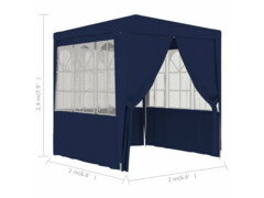 Profesionální party stan s bočnicemi 2 x 2 m modrý 90 g/m²