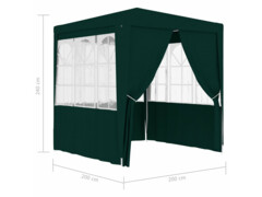 Profesionální party stan s bočnicemi 2 x 2 m zelený 90 g/m²
