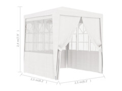 Profesionální party stan s bočnicemi 2,5 x 2,5 m bílý 90 g/m²