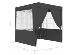 Profesionální party stan s bočnicemi 2x2 m antracitový 90 g/m²