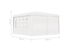 Profesionální party stan s bočnicemi 4 x 4 m bílý 90 g/m²