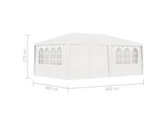 Profesionální party stan s bočnicemi 4 x 6 m bílý 90 g/m²