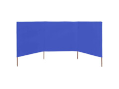 3dílná zástěna proti větru textil 400 x 80 cm azurově modrá