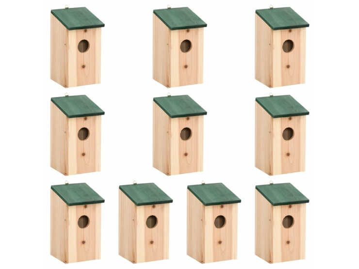 Ptačí budky 10 ks masivní jedlové dřevo 12 x 12 x 22 cm