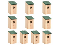 Ptačí budky 10 ks masivní jedlové dřevo 12 x 12 x 22 cm