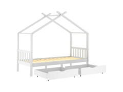 Rám dětské postele se zásuvkami bílý masivní borovice 90x200 cm