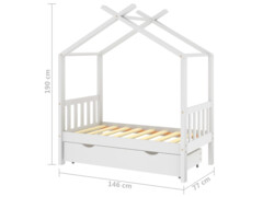 Rám dětské postele se zásuvkou bílý masivní borovice 70x140 cm